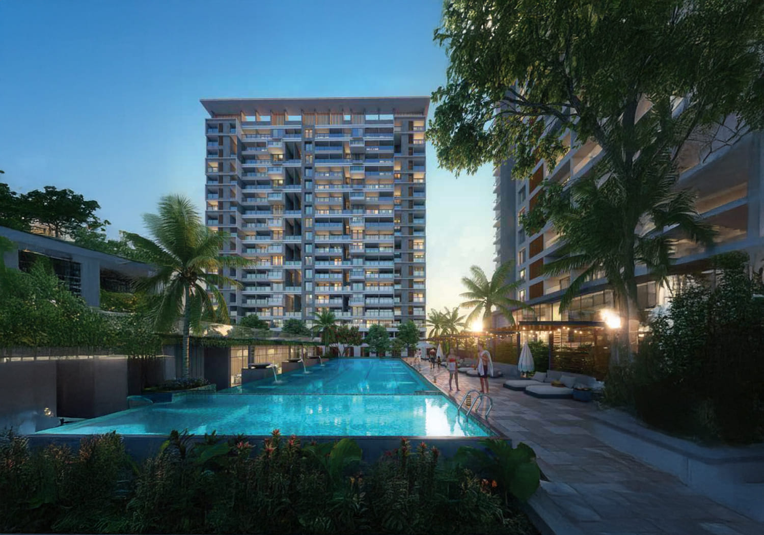 Exterior view of Majestique Signature Towers &mdash; photo gallery, images, brochure, amenities, cost sheet, price breakup, availability details, RERA number, RERA certificate, possession date, layout plan, logo, floor plan, master plan, and location map showcasing project highlights and features.